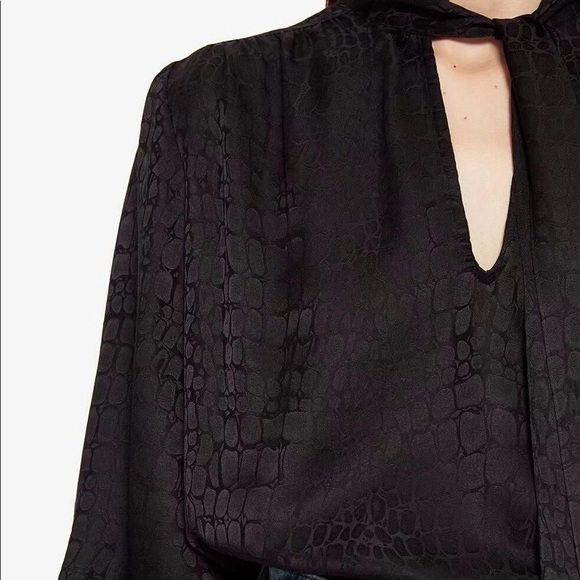 NWT $315 Anine Bing Black Delilah Silk Jacquard Blouse Top - Picture 6 of 7